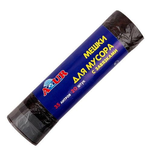 Мешки для мусора 35л с завязками черный (уп. 20шт)