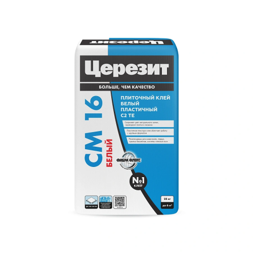 Клей для плитки ЦЕРЕЗИТ CM 16 белый для мозайки и мрамора C2TЕ (25 кг) /48