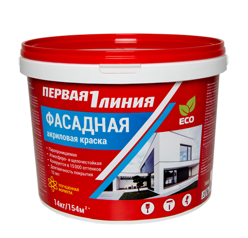 Краска акриловая фасадная Первая линия PRO ДЛЯ КРАСКОПУЛЬТА (30 кг) /16
