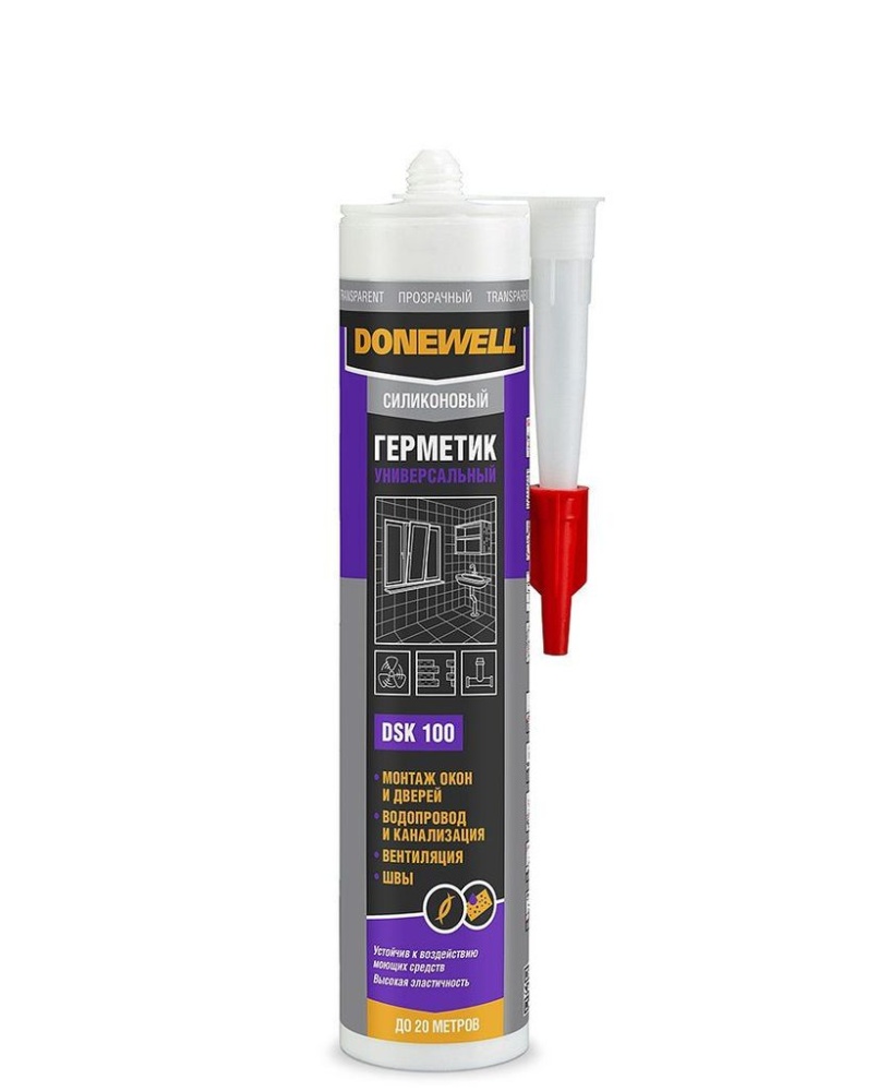 Герметик силиконовый Donewell DSK-100 универсальный прозрачный (0,260 л)/12