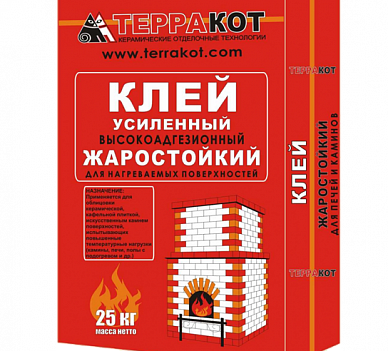 Клей для плитки ТЕРРАКОТ усиленный жаростойкий (25 кг) /48