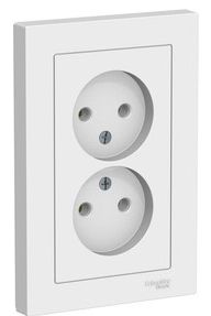 Розетка 2-м СП AtlasDesign 16А IP20 без заземл. в сборе бел. SchE