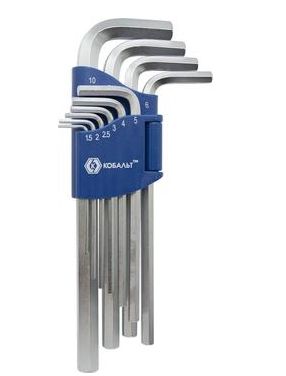 Набор ключей HEX, 10 шт, КОБАЛЬТ(1,5,2,2,5,3,4,5,6,7,8,10мм)
