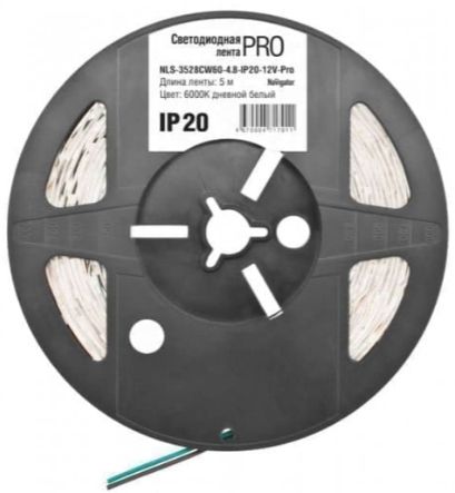 Лента светодиодная 71 701 NLS-3528CW60-4.8-IP20-12V-Pro R5 4.8Вт/м (уп.5м) Navigator 71701 Лента светодиодная 71 701 NLS-3528CW60-4.8-IP20-12V-Pro R5 4.8Вт/м (уп.5м) Navigator 71701