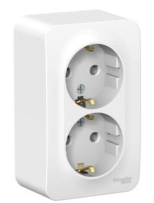 Розетка 2-м ОП Blanca 16А IP20 250В с заземл. без защ. шторок бел. SchE