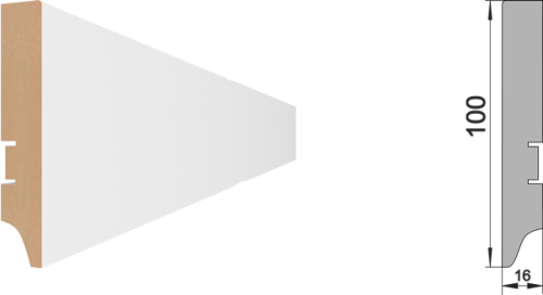 Плинтус напольный МДФ STELLA 100А 2000*100*16 Белый (12шт. в упак.)