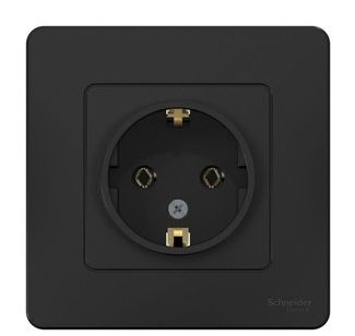 Розетка 1-м СП Blanca 16А IP20 250В с заземл. без защ. шторок антрацит SchE