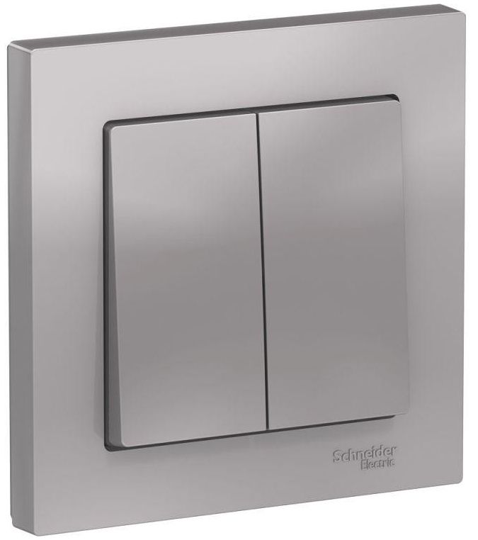 Выключатель 2-кл. СП AtlasDesign 10А IP20 (сх. 5) 10AX в сборе алюм. SchE