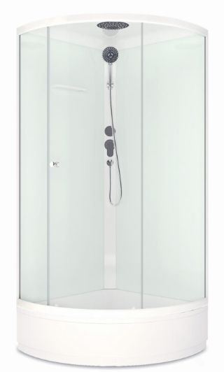 Душевая кабина Domani-Spa Simple V1.2 99 mid 900х900х2180, бел. стенки, мат. стекла ,средний поддон