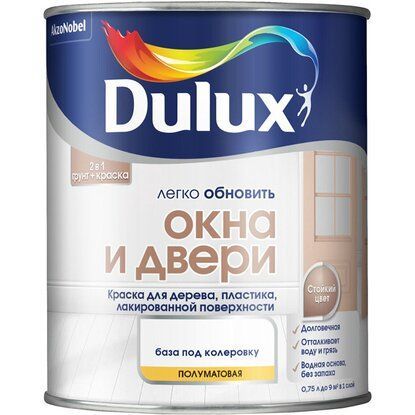 Краска окна и двери полуматовая ВД Dulux ВW неморозостойкая (0,75 л)