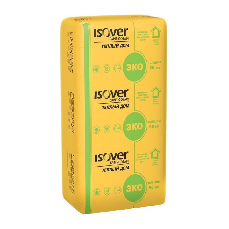 Утеплитель Vetonit (ISOVER) Теплый Дом 100х610х1170/Е (уп.7шт 4,99м2 0,5м3) (40) плита
