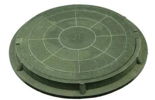 Люк канализационный зеленый (полимер) ЛМУ 3 т, с осн. в сборе, h-6см (60)