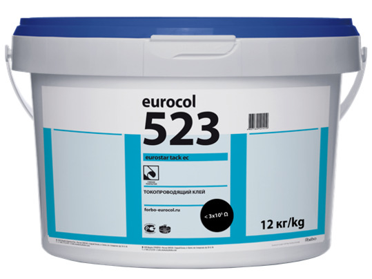Клей для ПВХ покрытий 523 Eurostar Tack EC токопроводящий водно-дисперсионный клей (12кг) мороз