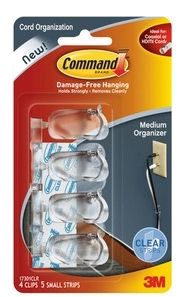 Удаляемая клипса для проводов 1уп=4шт (прозрачная) COMMAND