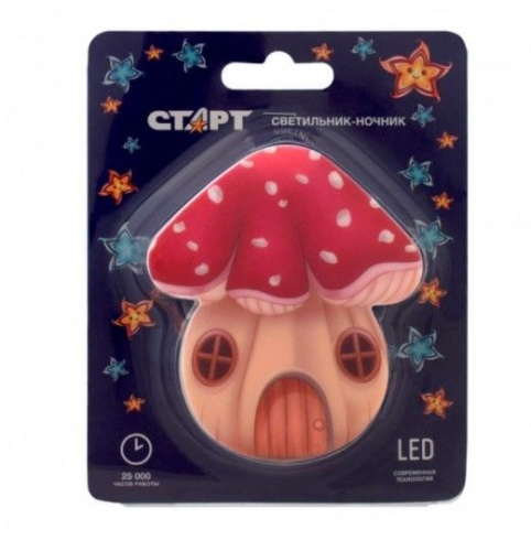 Светильник ночник Гриб-домик красный 3LED СТАРТ NL