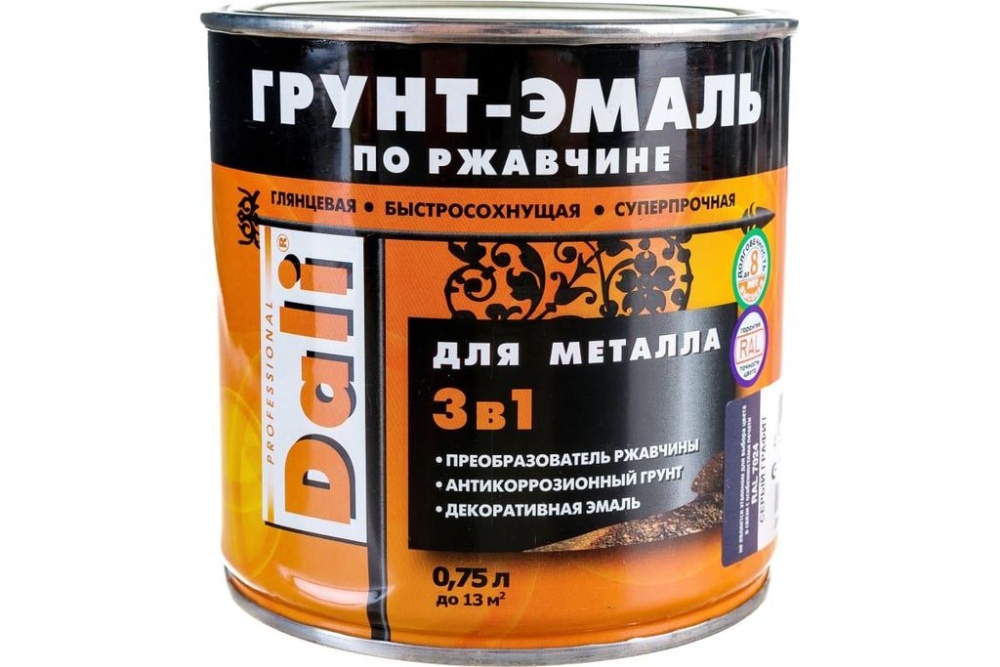 Грунт эмаль по ржавчине 3 в 1 Рогнеда Dali Серый графит (0,75 л) /6 RAL7024