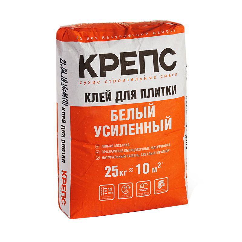 Клей для плитки КРЕПС Белый Усиленный С2Т (25 кг) /56