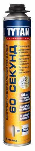 Клей-пена Tytan GUN 60 секунд профессиональная (750мл) /12