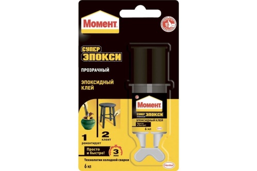 Клей секундный Момент Супер эпокси шприц прозрачный (0,006 л)/48