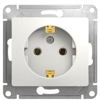 Розетка 1-м СП Glossa 16А IP20 с заземл. механизм бел. SchE