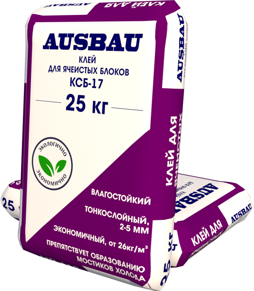 Клей для блоков AUSBAU КСБ-17 для ячеистого бетона Базовый (25 кг) /48