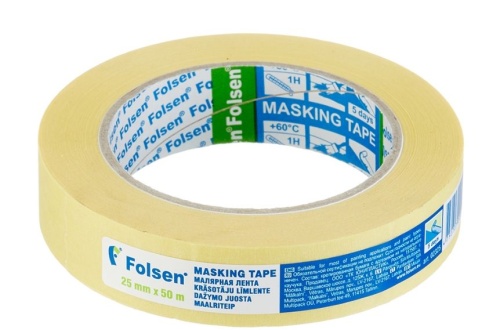 Лента малярная 25мм х 50м желтая Folsen