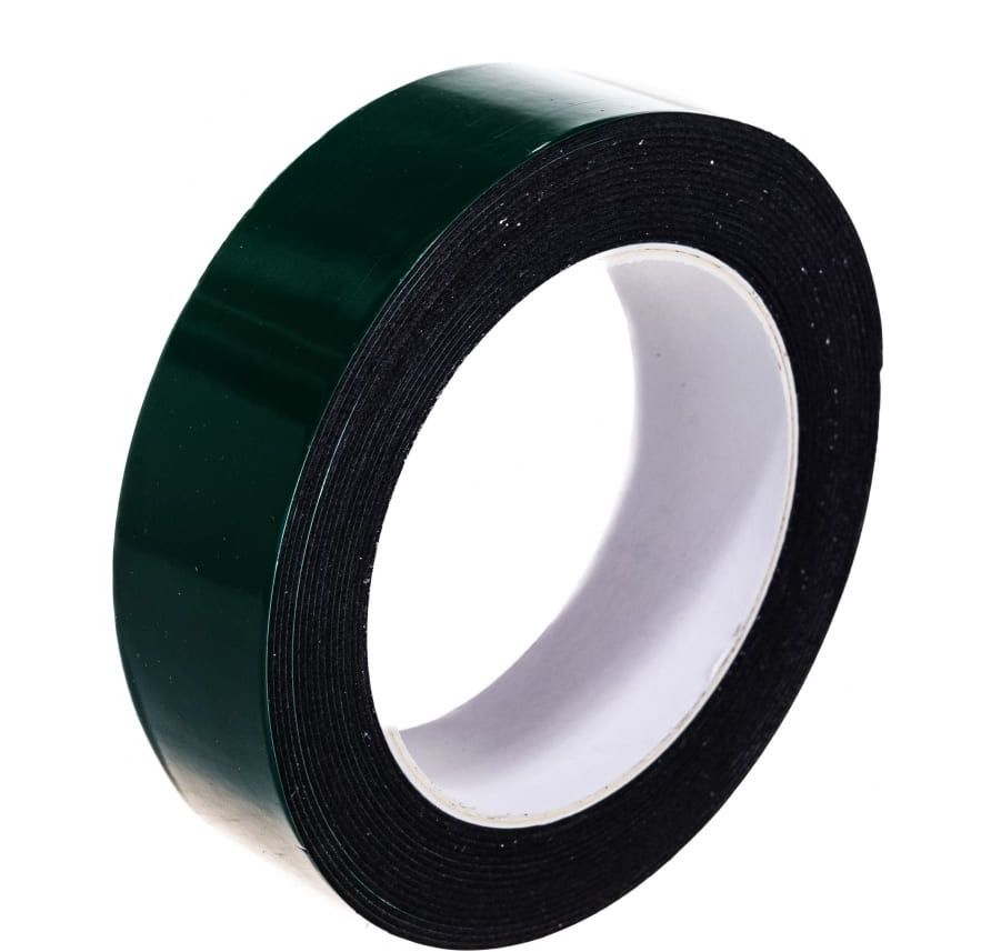 Скотч 30мм х 5м двухсторонний зеленый на черной основе Rexant 09-6130