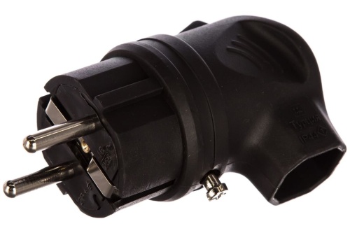 Вилка угловая 16А с заземлением каучук ОМЕГА IP44 ВБу3-1-0м IEK