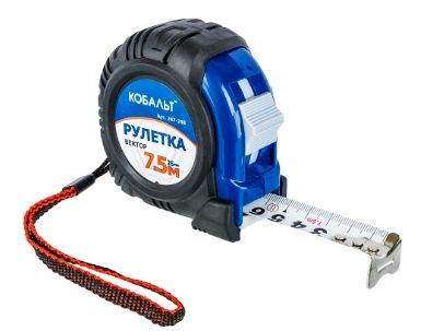Рулетка 7,5 м х 25 мм Вектор обрезиненный корпус КОБАЛЬТ