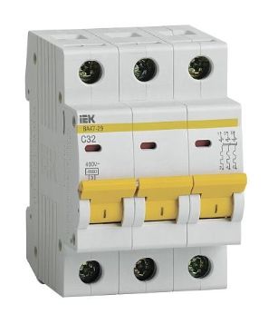Выключатель автоматический модульный 3п C 32А 4.5кА ВА47-29 IEK MVA20-3-032-C Выключатель автоматический модульный 3п C 32А 4.5кА ВА47-29 IEK MVA20-3-032-C