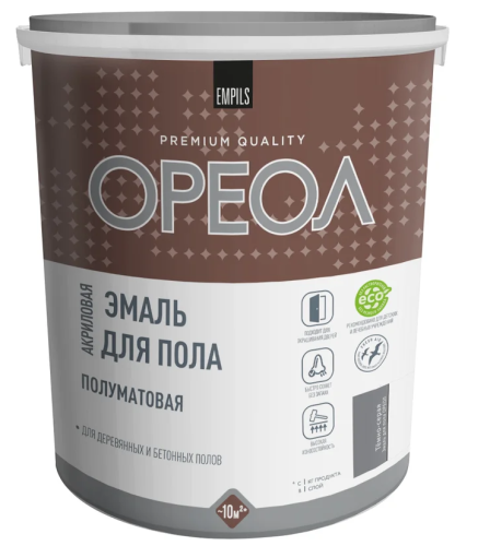Эмаль Ореол Акрил Темно-серая полуматовая (2,3 кг) /6