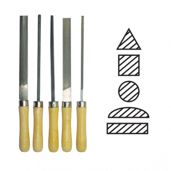 Набор напильников МАСТЕР 200мм с деревянной ручкой (набор 5шт) (10/40) 85306 БИБЕР