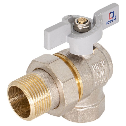 Кран шар. для воды угловой 1/2 с накидной гайкой бабочка СТМ