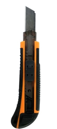 Нож 18 мм выдвижное лезвие двухкомпонентный корпус автомат фиксатор Вихрь