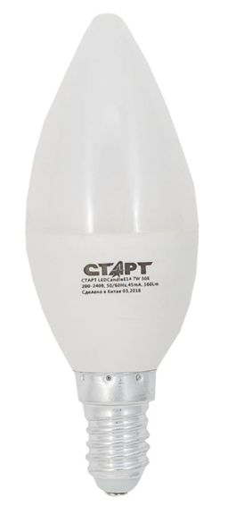 Лампа светодиодная 7 Вт Е14 теплый свеча Старт
