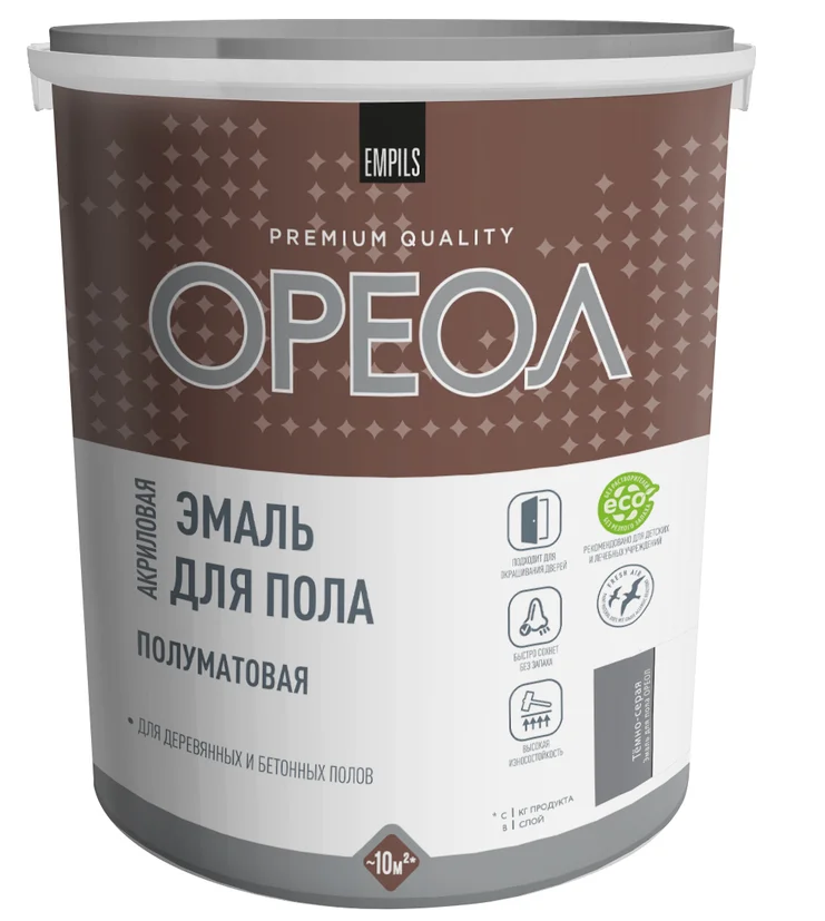 Эмаль Ореол Акрил Темно-серая полуматовая (2,3 кг) /6