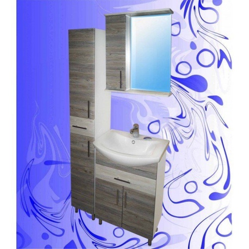 Шкаф-зеркало Гамма Фасад 600/Сосна Скания Светлая-Темная правый