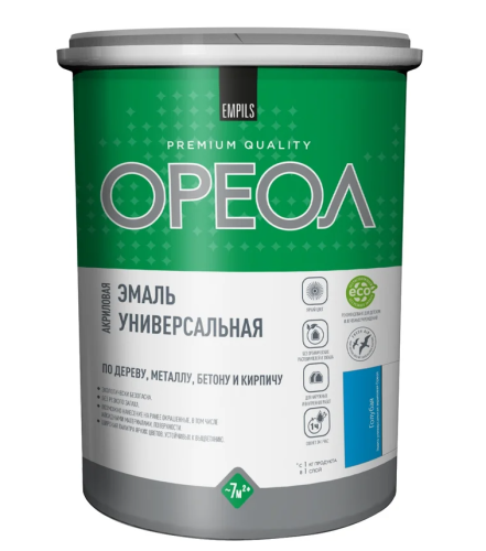 Эмаль акриловая универсальная Ореол Зеленая (1 кг)/6