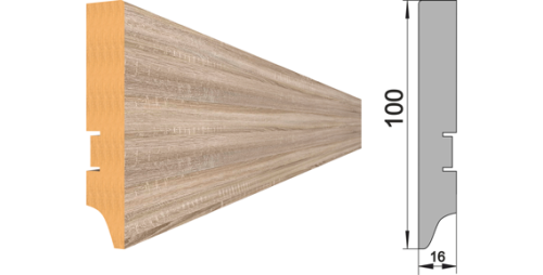 Плинтус напольный МДФ STELLA 100А 2000*100*16 Дуб Винтаж (12шт. в упак.)