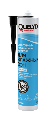 Герметик силиконовый Quelyd для влажных зон прозрачный (0,300 л)/12