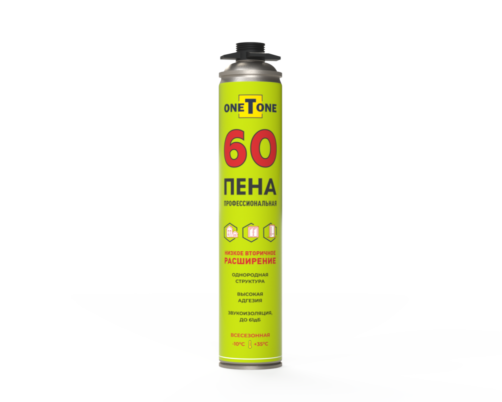 Пена монтажная профессиональная с низким расширением oneTone 60 1000мл всесезонная (-10℃ +35℃) /12