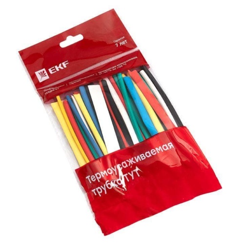 Набор трубок термоусадочных ТУТ 3/1.5;4/2;5/2.5;6/3;8/4 (6 цветов по 5 шт 100мм) PROxima EKF