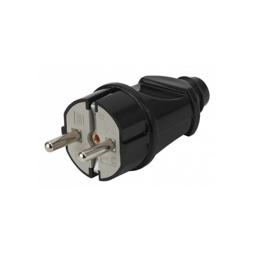 Вилка прямая 16А с заземлением черная Vx2-В