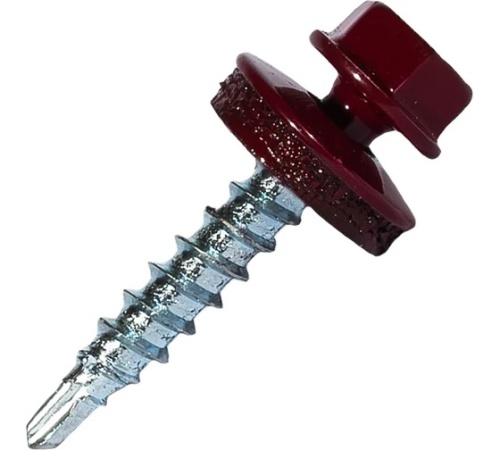 Саморез кровельный 4,8х35 RAL-3005 винно-красный дерево