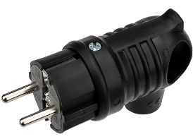 Вилка угловая 16А с заземлением каучук влагозащ. с кольцом IP44 Rexant 111-002