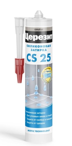 Герметик ЦЕРЕЗИТ CS 25 санитарный силиконовый серый (280 мл) /12