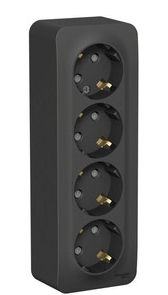 Розетка 4-м ОП Blanca 16А IP20 250В с заземл. защ. шторки с изолир. пластиной антрацит SchE