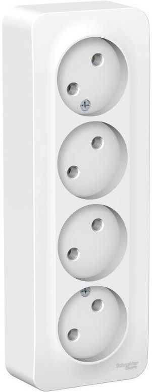 Розетка 4-м ОП Blanca 16А IP20 250В без заземл. без защ. шторок с изолир. пластиной бел. SchE