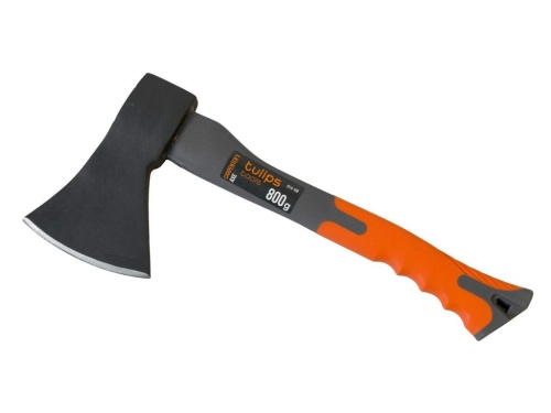 Топор 800 гр короткая рукоятка фибергласовая обрезиненная рукоятка TULIPS