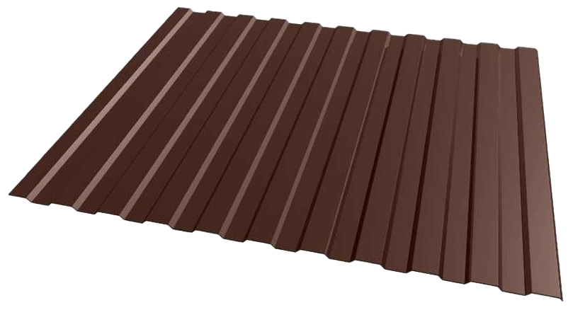 Профнастил оцинкованный с полимерным покрытием 2м/1,2м высота волны С-8 толщина 0,4мм шоколад RAL 8